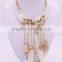 Bohemian women jewelry 18k gold multilayer bead tassel feather necklace NK-1013