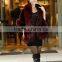 Genuine Red Color Mink Fur Cape / Fur Shawl With Fox Fur Trimming