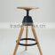Adjustable wooden bar stool with footrest