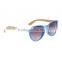wholesale wooden bamboo round sunglasses translucent blue cat eye sun glass