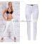 2016 Summer Fashion Women Low Waist Pencil Denim Jean Pants Ladies White Lace Patchwork Fancy Narrow Bottom Skinny Female Jeans
