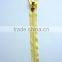 Yellow Nylon Coil Zipper- Gold heart zipper pull for bag garment open end zipper