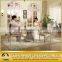 Mirror silver stainless steel table base marble top dining table and chiar sets