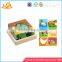 Wholesale new product kids wooden cube jigsaw toy animals pattern wooden cube jigsaw toy W14F022