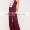 High quality women sexy spaghetti strap deed v neck crochet maxi evening dress