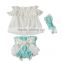 New arrival baby girl open shoulder top shorts outfits,pompom top set