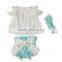 New arrival baby girl open shoulder top shorts outfits,pompom top set