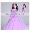 High Quality Violet Elegant Girls Princess Long Sleeveless Wedding Dresses Ball Gown Dress Appliques Purple Tulle Party Dresses