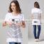 Convenience breastfeeding T-shirts black and white strips single maternity tops