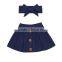 Latest Designer Cotton Skirt Kids Girl Short Dresses Matching Headband Sets