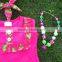 2-7years girls clothing sets children hot pink clothes tops t shirt + pants baby kids suits 2 pcs suit retail with accessories