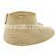 Summer Fashion Design High Quality Tan Tweed Toyo Straw Tan Tweed Roll Up Visor Hat