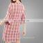 2016 OEMODM Custom Women Summer Style Long Sleeve Short Plaid Printed Slim Fashion New Dress Women's Top