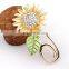 bling crystal gold plated sunflower shape brooch metal pin badge