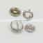 decorative custom brass ring snap button and stainless steel five prong button for garment