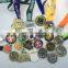 irregular hexagon shape gold medal with sparkle texture background as running medal