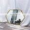 Hot sale hexagon decorative wall stainless steel framed metal bathroom wall mirrors