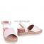 Wholesale New design white nappa two part espadrille inspired platform wedge heel ankle strap sandals shoes