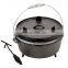 China cast iron camping pot with black surface and handle