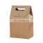 Custom Logo Folding Craft Cardboard Take Away Food Snacks Paper Bags Recycle Portable Brown Kraft Paper Bag with Handle