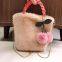 009Winter Plush Handbag Cute furry chain bucket shoulder straddle Bag Faux fur square bag