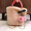 009 2023 Autumn and Winter Faux Leather Bag Pink Plush Bag Slant Span Fruit Cherry Element Shoulder bag