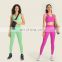 Women Sexy Anti-Bacterial Gym Fitness 2 Piece With Side Pockets Leggings Yoga Suit Set Sports Outfit Running Active Wear Clothes
