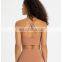 Nude Feeling Wholesale Custom Logo Sexy V Neck Cross Back Straps Workout Gym Fitness Yoga Wear Sports Bra Crop Top for woman