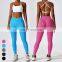 Custom Push Up Elastic Leggings Yoga Pants High Waist Scrunch Butt Fitness V Cross Waistband Seamless Yoga Leggings For Woman