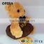 EN71 CE very soft golden stuffed coloured teddy bear toy with apron bow