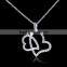 Austrian Crystal Jewelry Fashion Romence Designs 18k Gold Plated Rhinestone Necklace Chain Double Heart Pendant