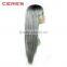 Silk Straight Ombre Silver Grey Synthetic Lace Front Wig Glueless Two Tone Natural Black/Grey Heat Resistant Hair Wigs For Women