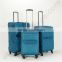 Blue polyester fabric material luggage set with 4 single spinner wheels