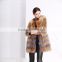 Fashion ladies knitted fox fur coat