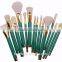 Hot Sell Professional Bamboo Handle High-quality 15PCS Real Goats Hair Makeup Brush Set With Pouch