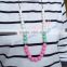 pink green&white round silicone teething beads necklace hot teething baby necklace breakaway claspsstatement necklace TN063