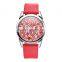 2016 new design watch brand name flower ladies wrist watch leather women fashion watch