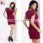High neck short sleeve bandage lace prom dress short style red lace bandage evening dress