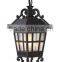 Light Outdoor Pendant, Black with Satin-Etched Cased Opal Glass