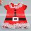 Wholesale Christmas Girls Red Dress Short Sleeve Lace Girls Christmas Ruffle Dress
