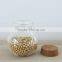 Wholesale 500ml heat resistant handmade glass jars with wood lid 6303