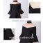 Korean style black elegant bell sleeves prom party sexy women dress