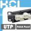 Taiwan Supplier 1U 24 Port Angled Discrete Unshielded Snap-In Type Patch Panel