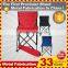 Camping equipment blue red and green fold-up camping chair