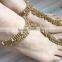 GOLD tone payal ANKLETS toe ring BAREFOOT SANDAL pair