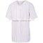 Youth Pinstripe Full Button Baseball Jersey Custom Pad Print Label Tee 100% Polyester Smooth Pinstripe Knit Shirt