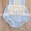 Lovely tassel sleeveless beach baby girls rompers summer newborn baby clothes