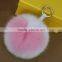 Myfur Hot Sale Pink Cute Heart Pattern Real Soft Fox Fur Key Ring Bag Charm