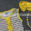 2-7t new baby kids Summer design yellow/gray stripes girls boutique clothing capri outfits with mtaching accessories set