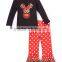 hot selling reindeer embroidery polka dots christmas kids boutique outfit